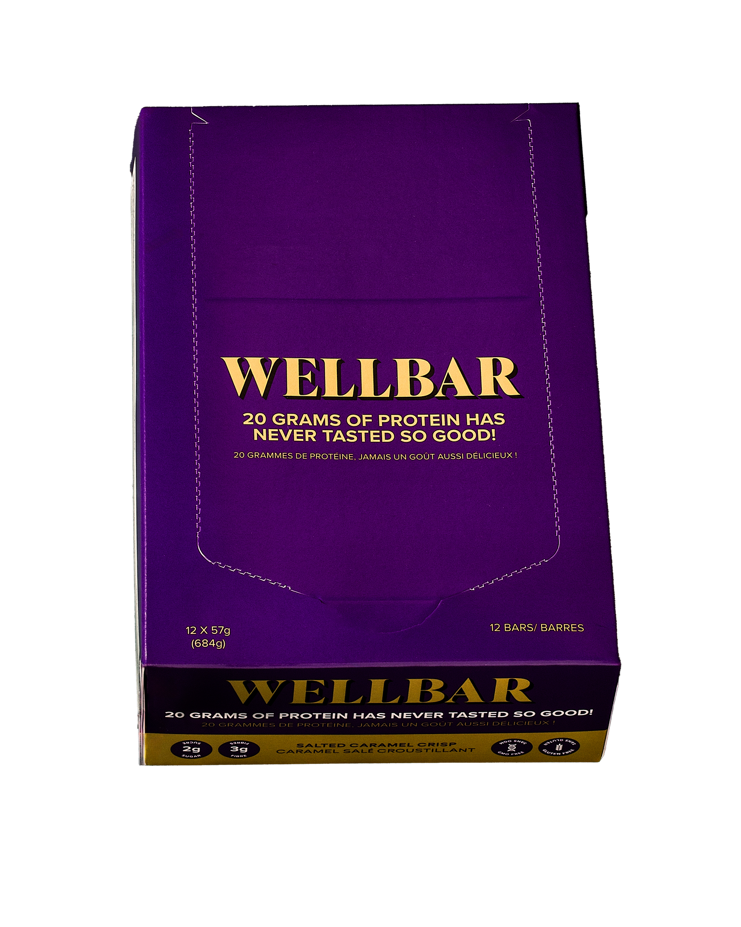 Salted Caramel Crisp – 20g Protein, 2g Sugar, 3g fiber | WELLBAR