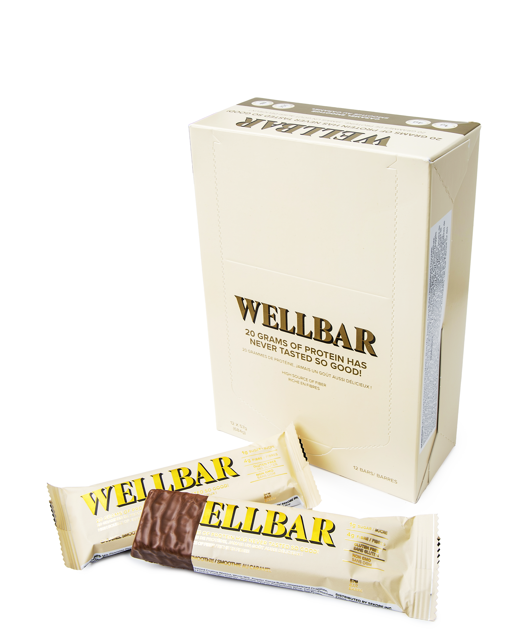 Caramel Smoothie Protein Bar – 20g Protein, 1g Sugar,  4g fiber | WELLBAR